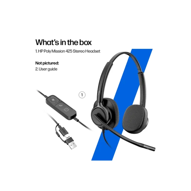 AUDIFONOS HP POLY MISSION 425 ESTE REO USB NEGRO - 6