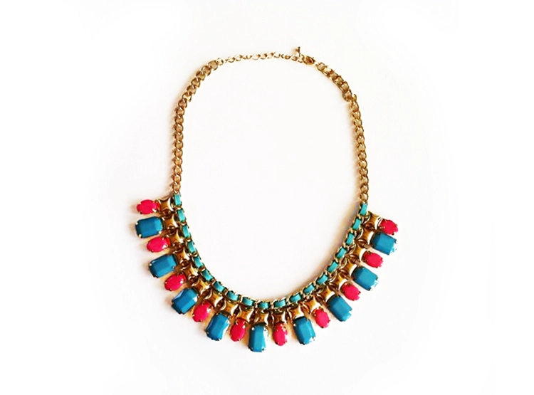 COLLAR AZTECA CELESTE ROSA ESTUPRENDA - 1