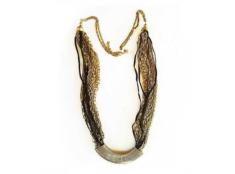 COLLAR LONG GOLD BROWN ESTUPRENDA - 1