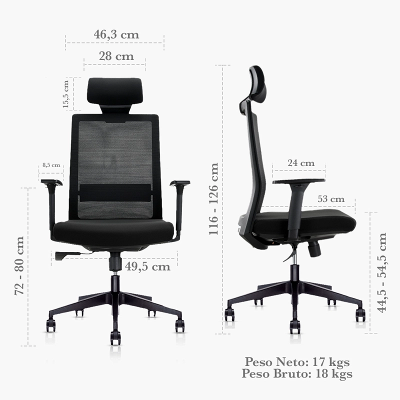 SILLA EJECUTIVA WARRIOR GRIS PREMIUM OFICINA BENESSERE - 7