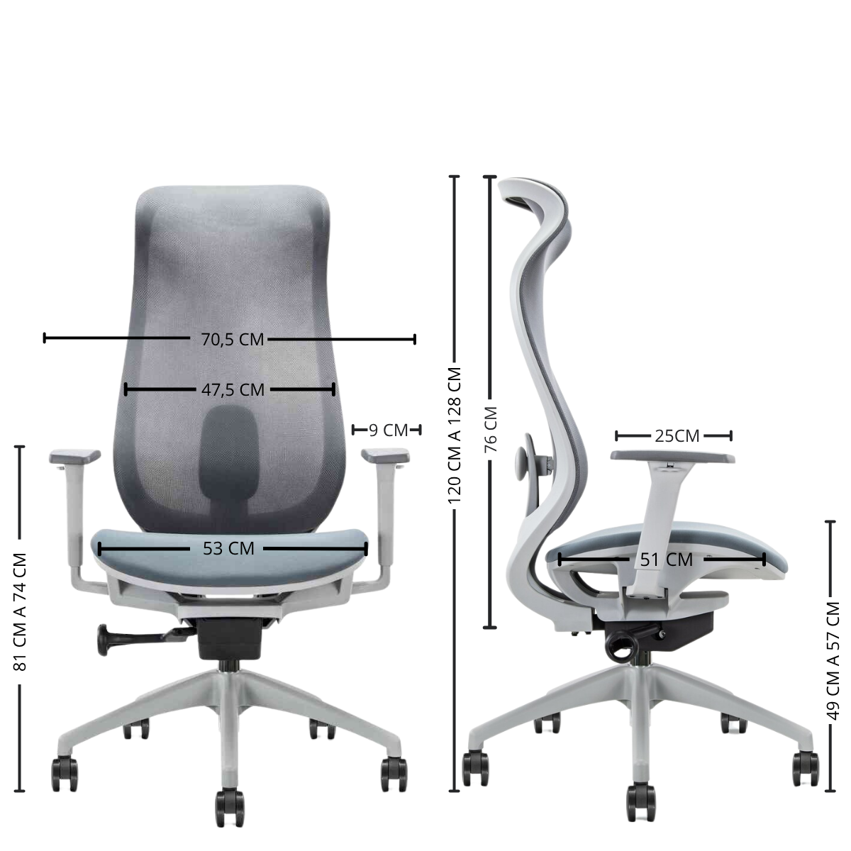 SILLA GERENCIAL PREMIUM DE OFICINA VITALIDAD GRIS - 7