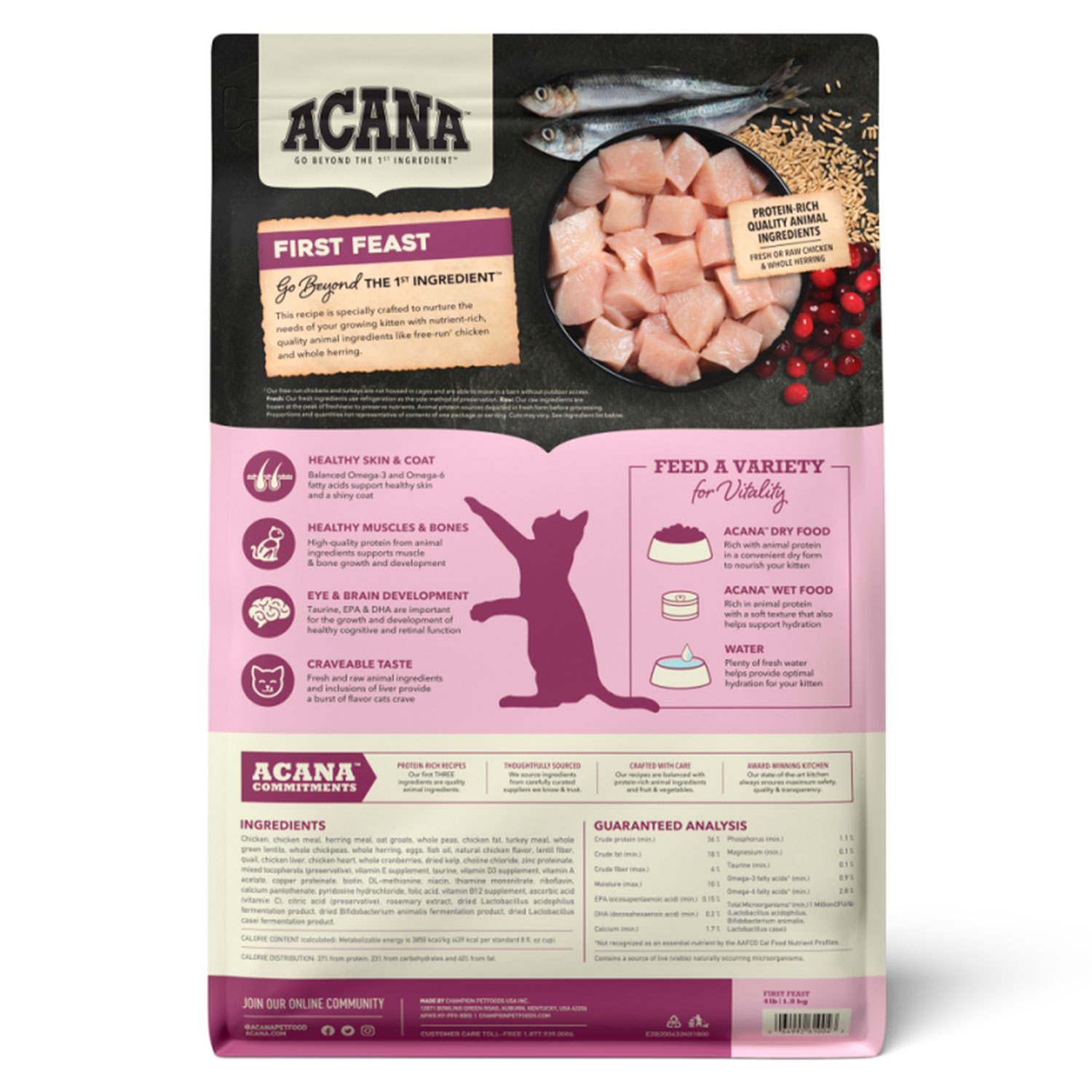 ALIMENTO SECO GATOS CACHORRO ACANA 1.8 KG KITTEN FIRST FEAST - 2