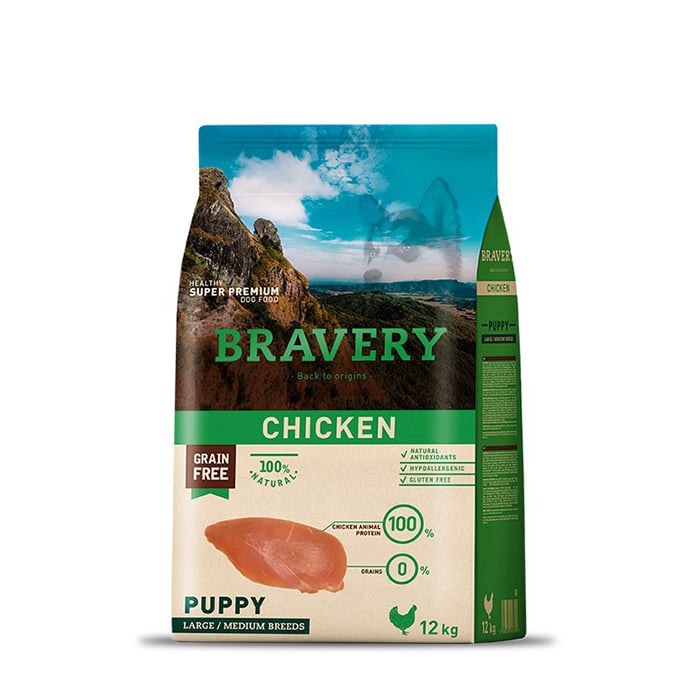 BRAVERY PUPPY RAZA MEDIANA/GRANDE - POLLO 12KG - 1