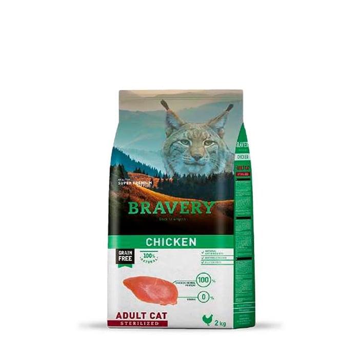 BRAVERY POLLO GATO ADULTO ESTERILIZADO 7KG - 1