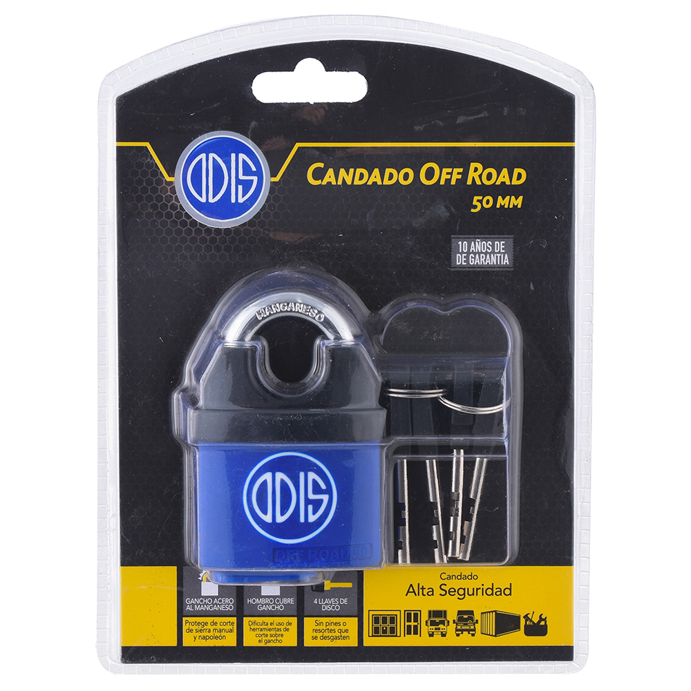 CANDADO ODIS OFF ROAD HOMBROS 50 MM AZUL - 9