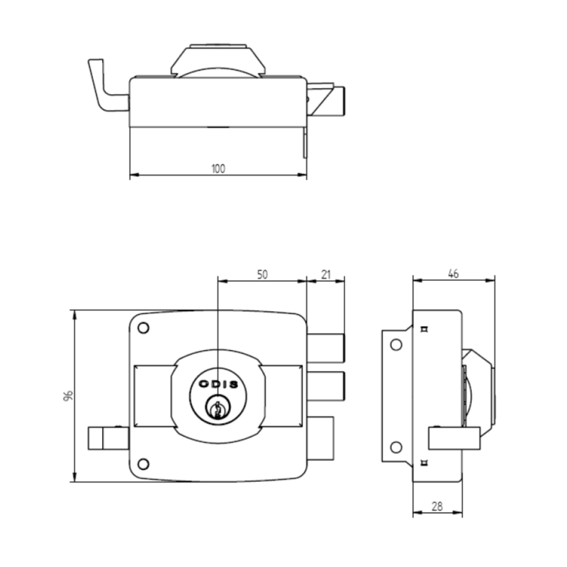 CERRADURA ODIS SOBREPONER 321 PUERTAS DE MADERA -NEGRO - 3