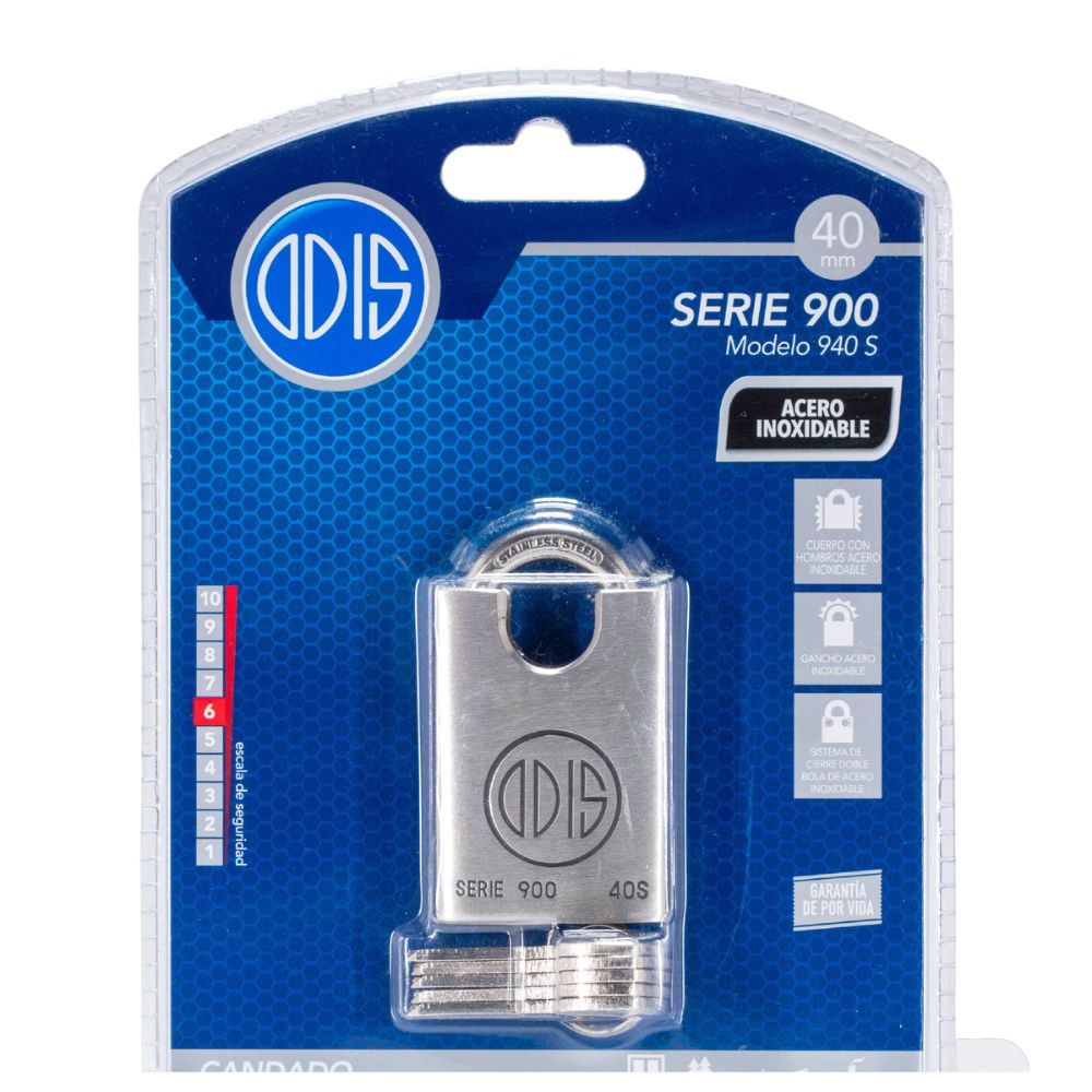 CANDADO ODIS 940 40 MM HOMBROS ACERO INOXIDABLE - 7