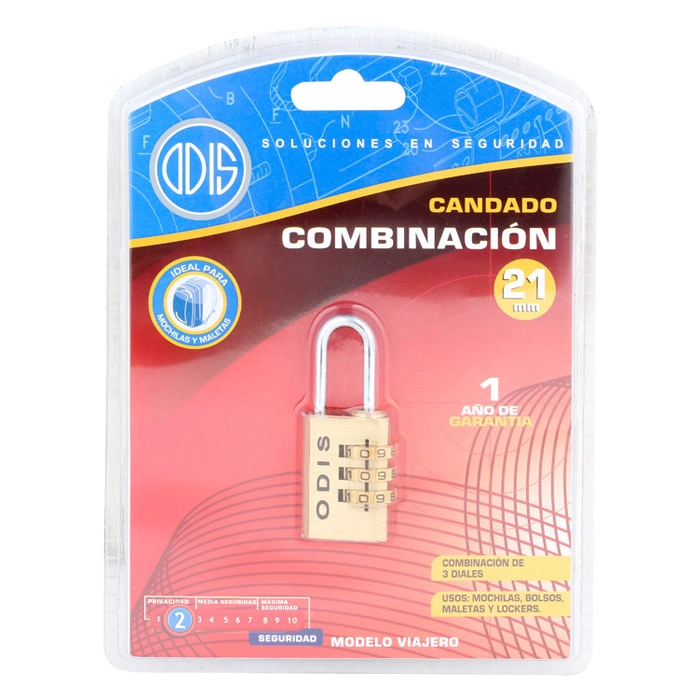 CANDADO ODIS COMBINACIÓN 21 MM 3 DIALES MALETA CASILLERO - 5