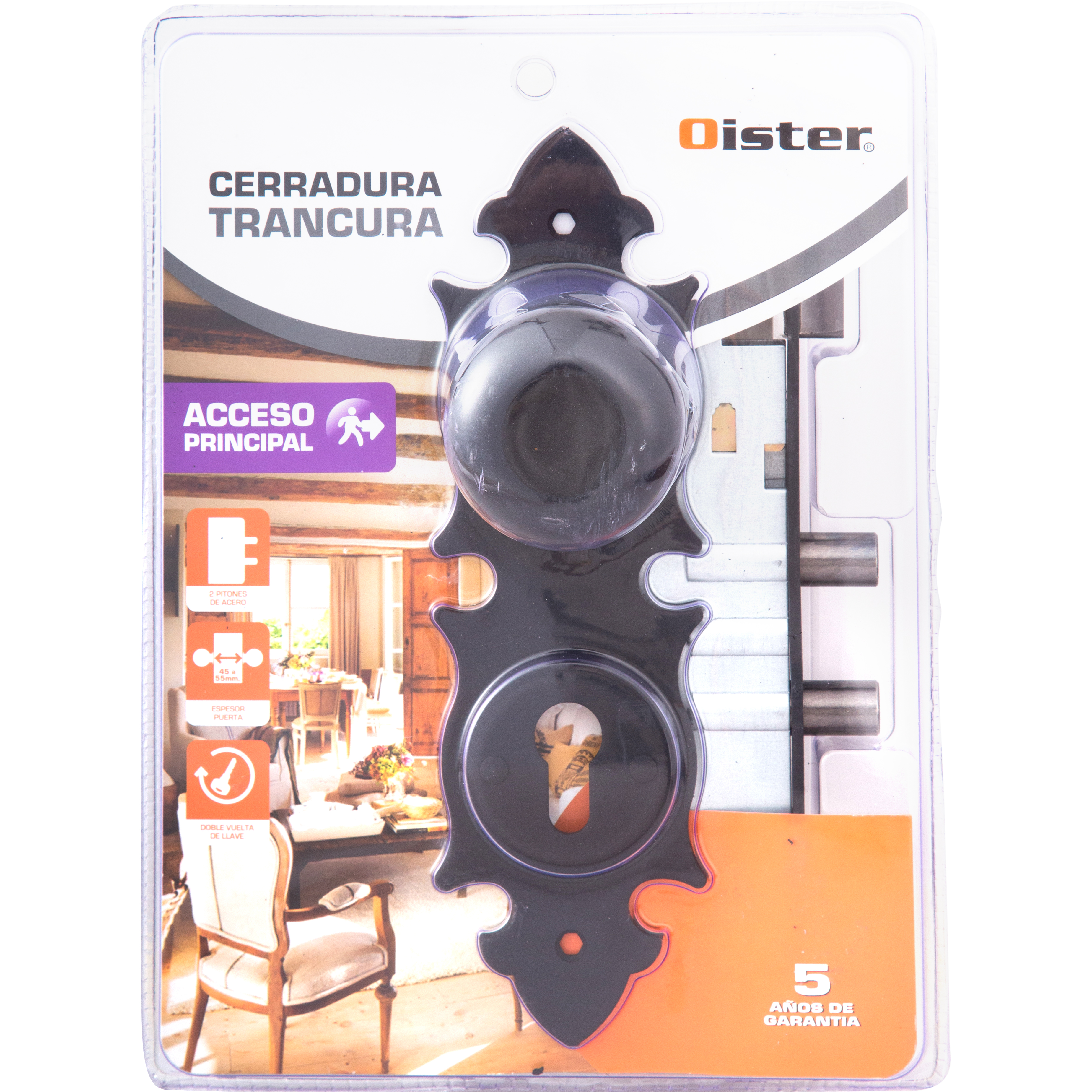 CERRADURA OISTER EMBUTIR TRANCURA ACCESO - NEGRO - 8