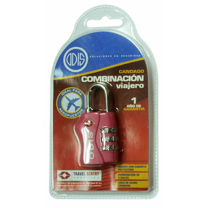 CANDADO ODIS TSA MALETA VIAJE 33 MM COMBINACIÓN ROSADO - 4