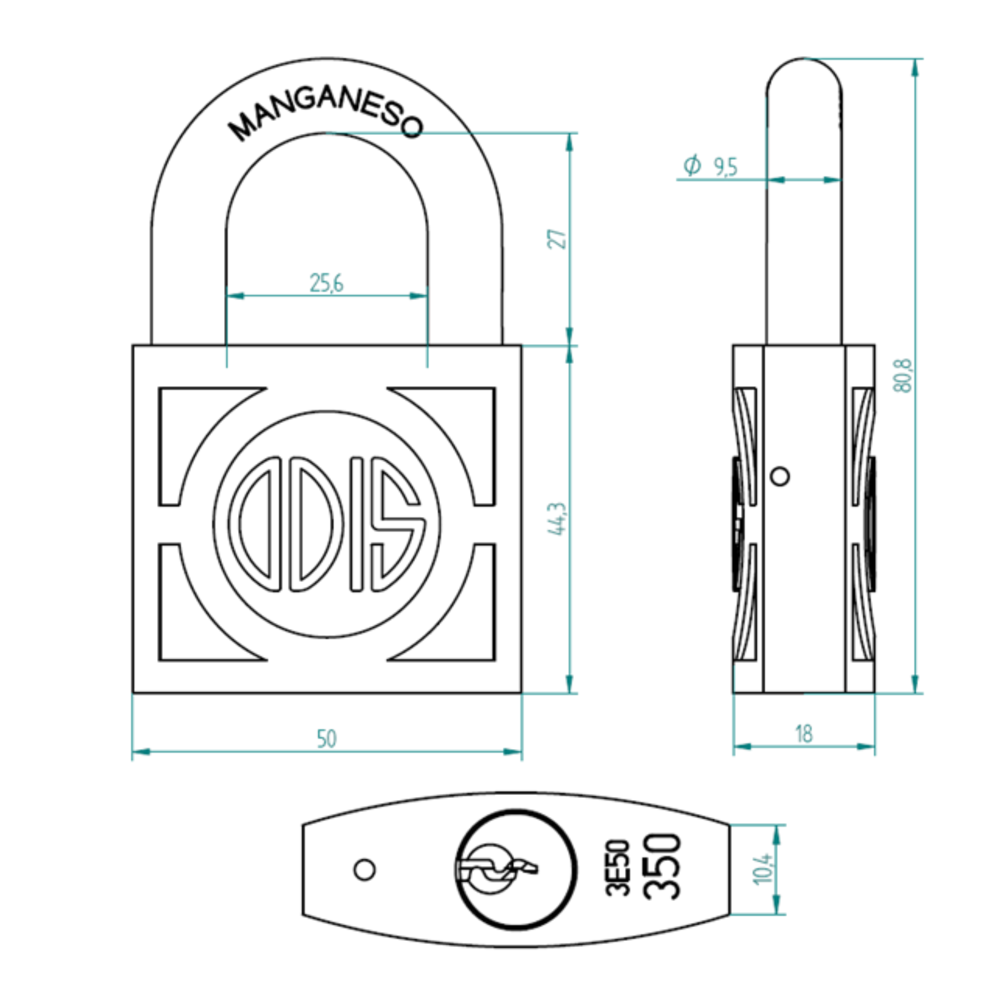 CANDADO ODIS 350 50 MM BRONCE FORJADO - 8