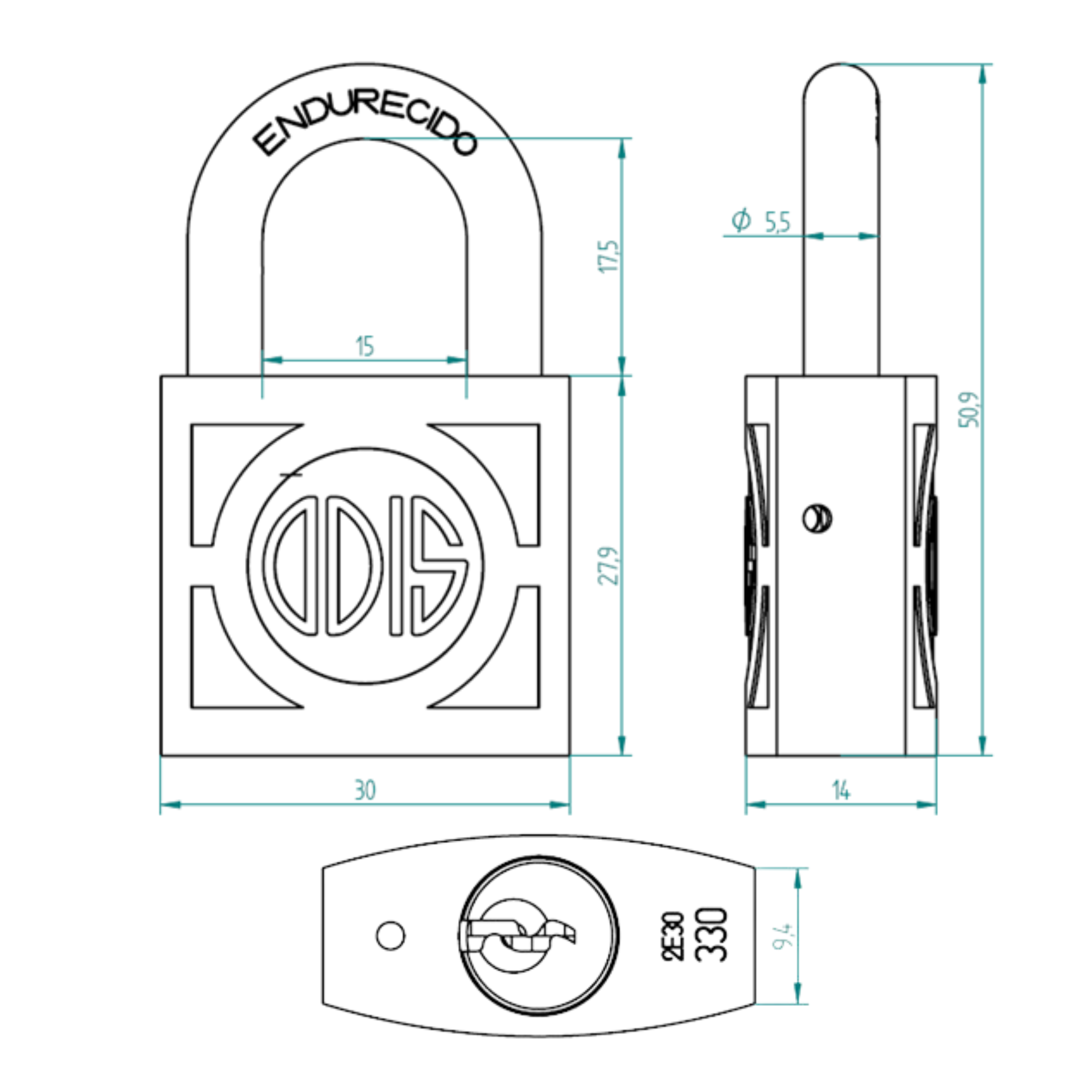 CANDADO ODIS 330 30 MM BRONCE FORJADO - 4