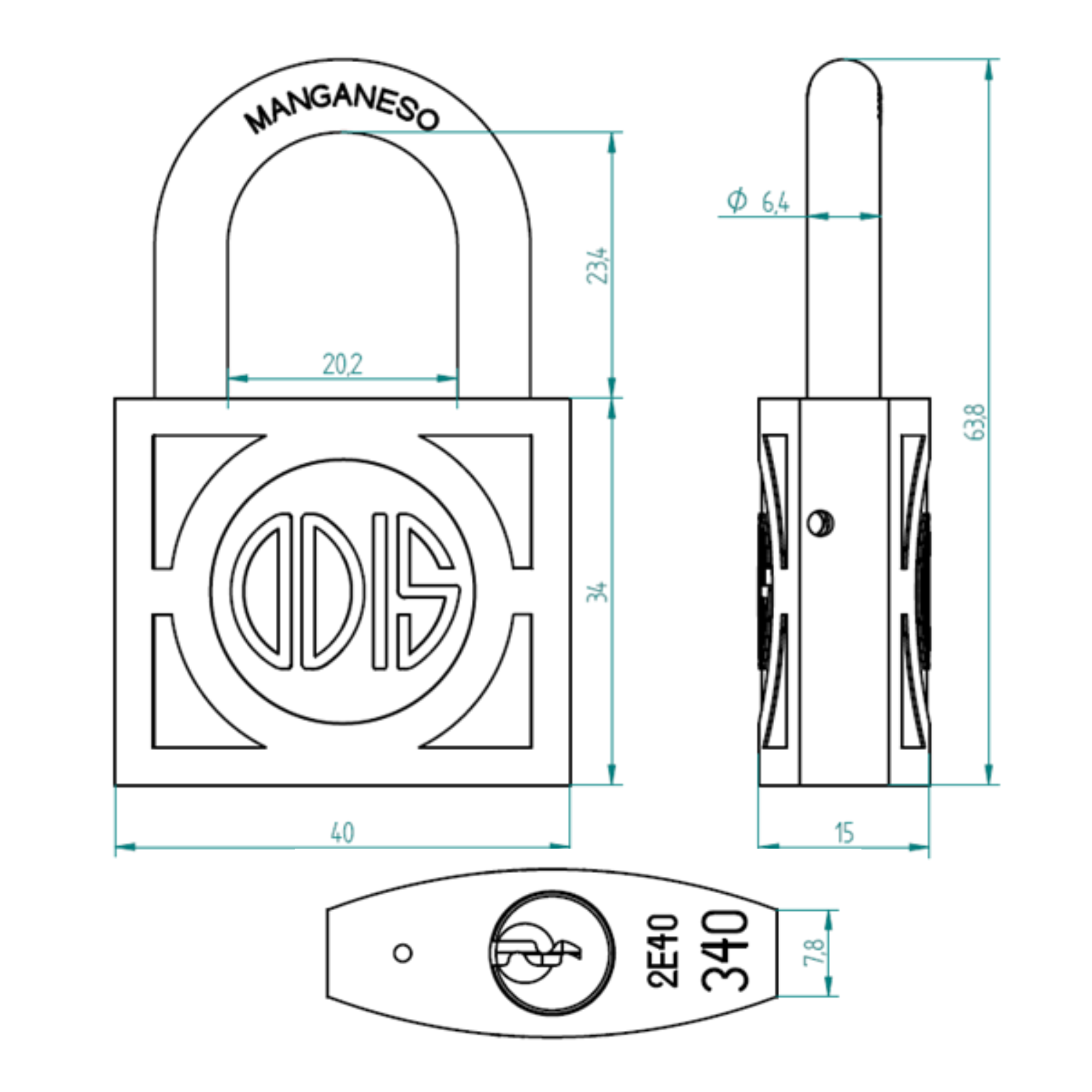 PACK ODIS 4 CANDADOS 340 40 MM LLAVES IGUALES - 3