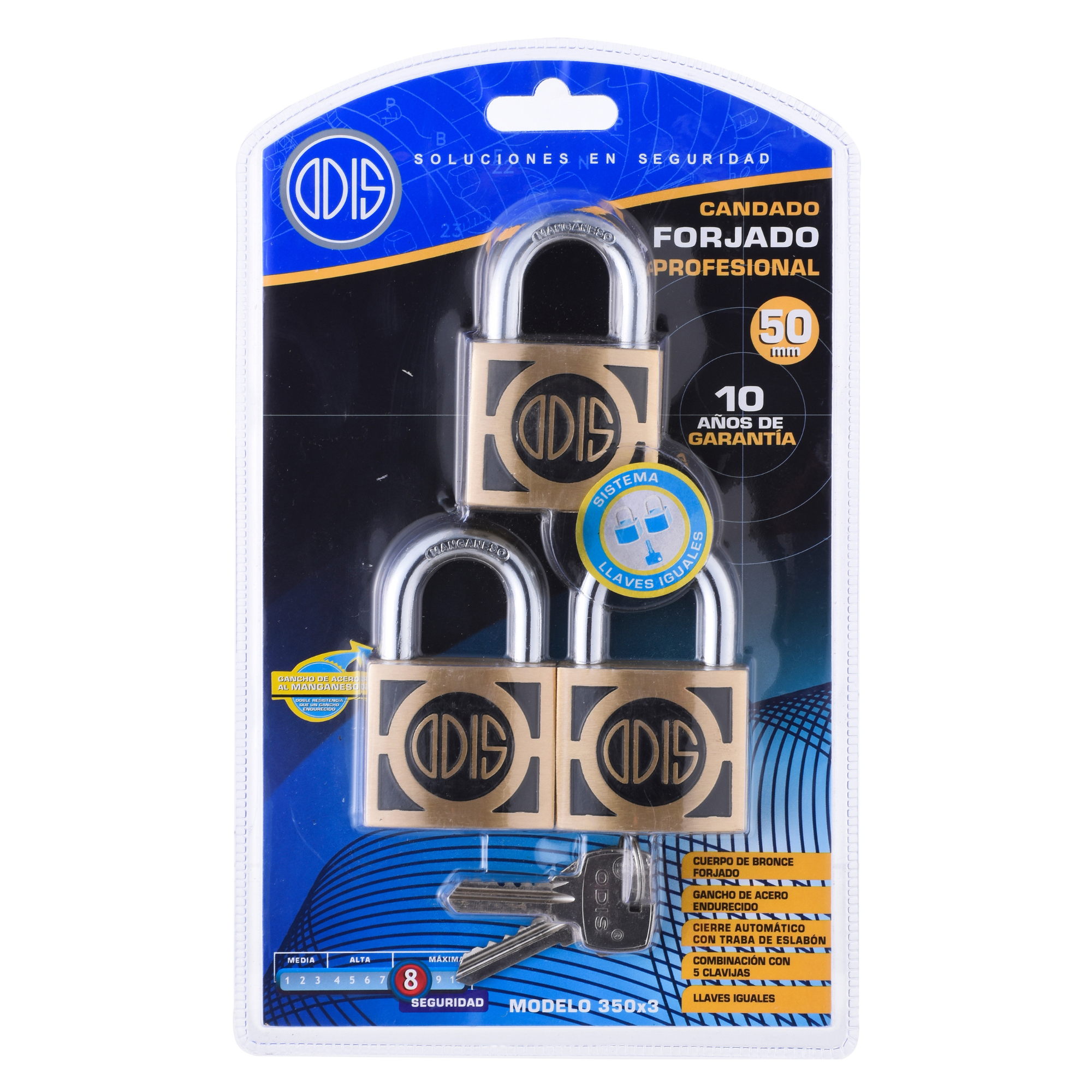 PACK ODIS 3 CANDADOS 350 50 MM LLAVES IGUALES - 7
