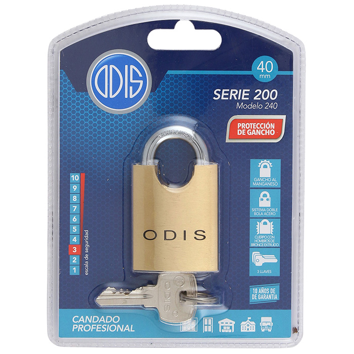 CANDADO ODIS 240 CON HOMBROS 40MM - 9