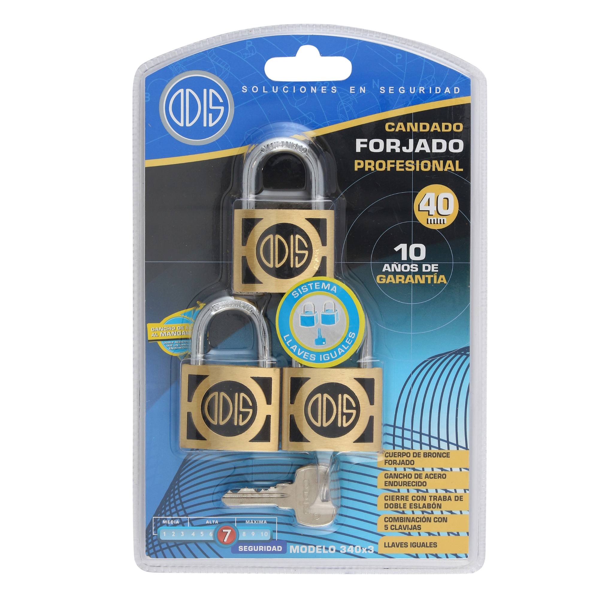 PACK ODIS 3 CANDADOS 340 40 MM LLAVES IGUALES - 8