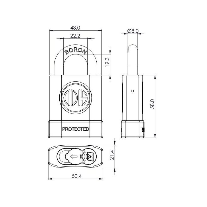 CANDADO ODIS M40 PROTECTED 48 MM NEGRO - 2