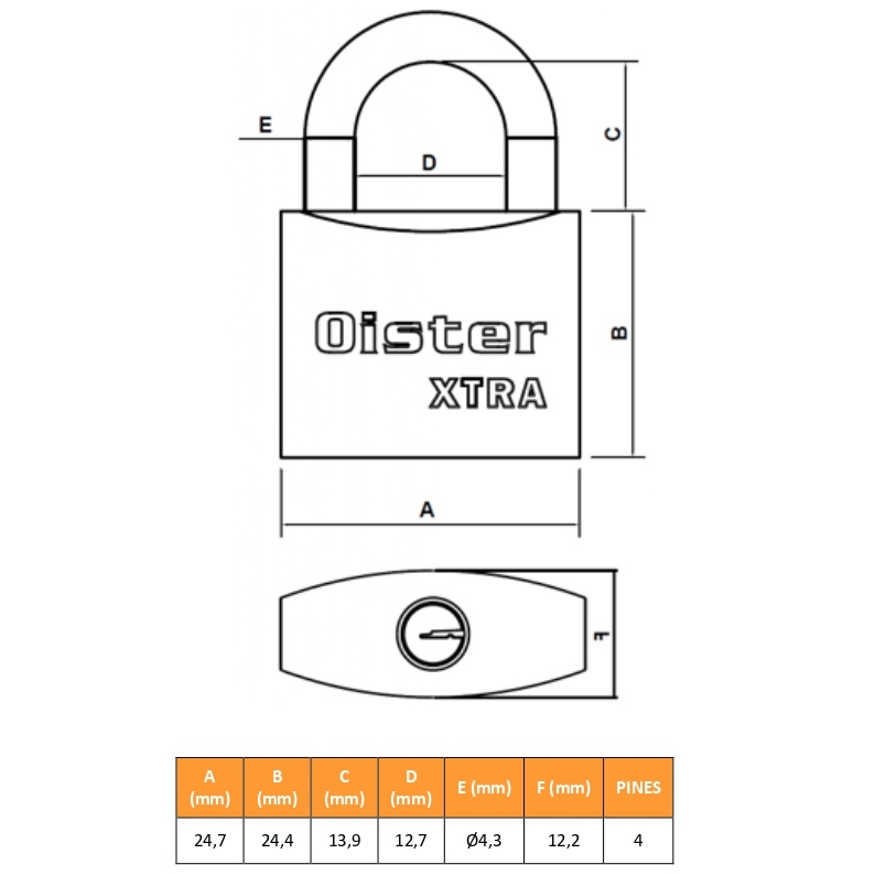 CANDADO OISTER XTRA 25MM - 3