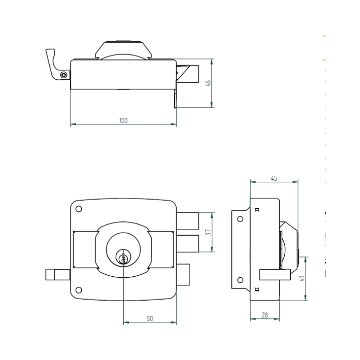 CERRADURA OISTER SOBREPONER 110 - GRIS - 7