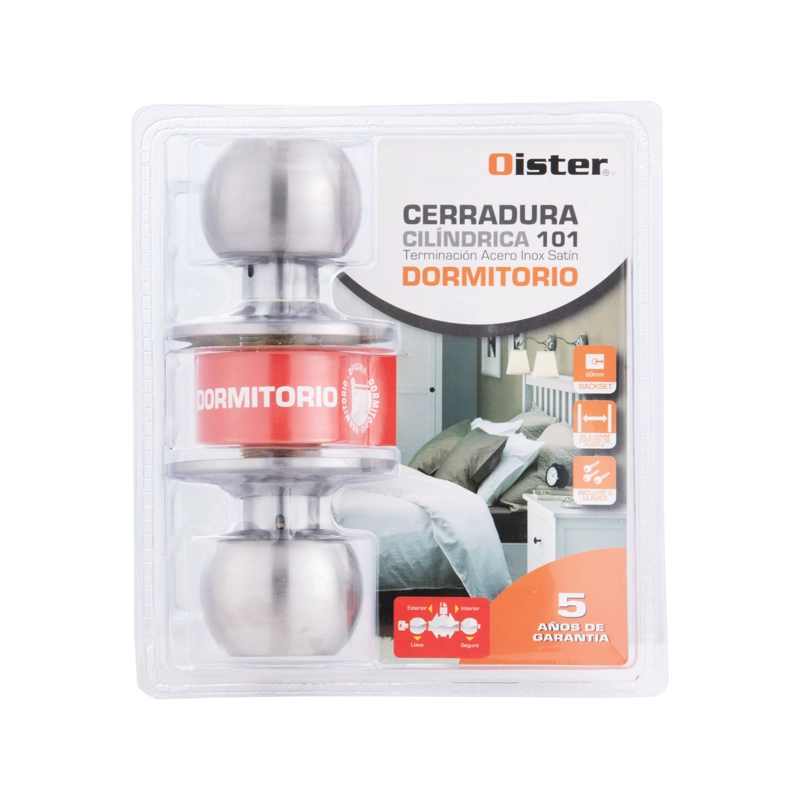 CERRADURA OISTER CILÍNDRICA 101 DORMITORIO - PLATA SATIN - 8