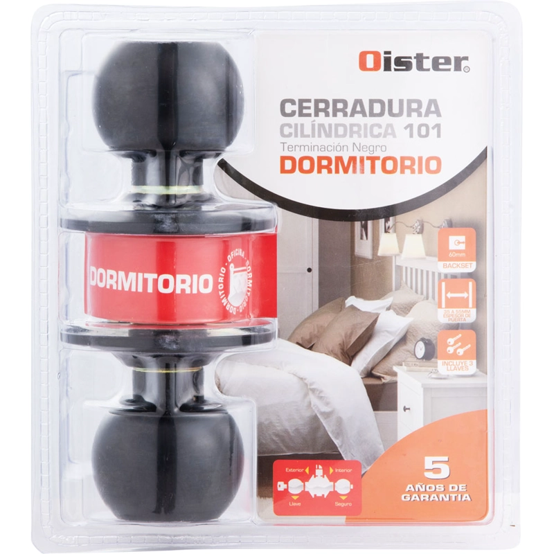 CERRADURA OISTER CILÍNDRICA 101 DORMITORIO NEGRO BT - 9