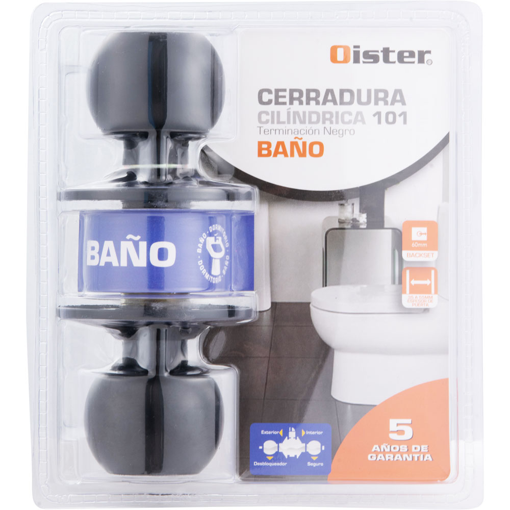 CERRADURA OISTER CILÍNDRICA 101 BAÑO - NEGRO - 8