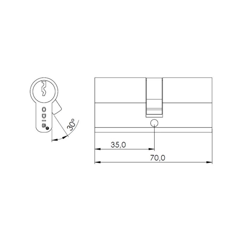 CILINDRO ODIS SEGURO-EMERGENCIA 70 MM 35-35 PLATA - 5