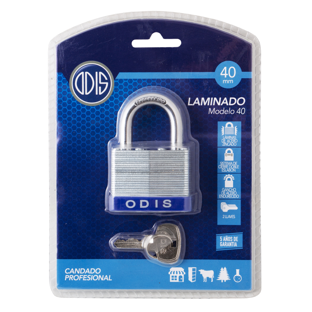 CANDADO ODIS LAMINADO 40 MM ACERO ZINCADO - 8