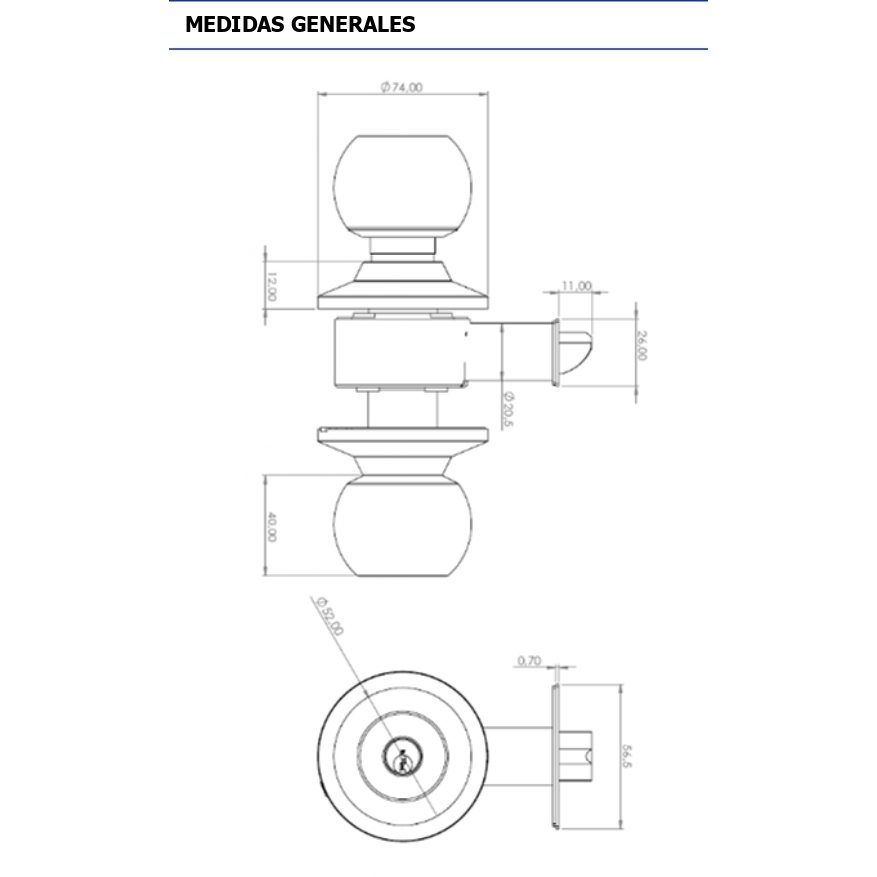 CERRADURA CILÍNDRICA OISTER 101 BAÑO BRONCE PULIDO - 9