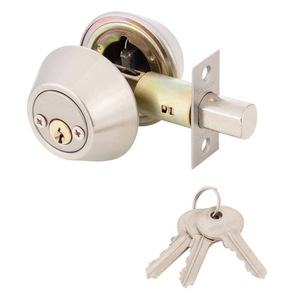 KIT OISTER CERRADURA CILÍNDRICA ACCESO + CERROJO TUBULAR LLAVE-LLAVE PLATA - 6