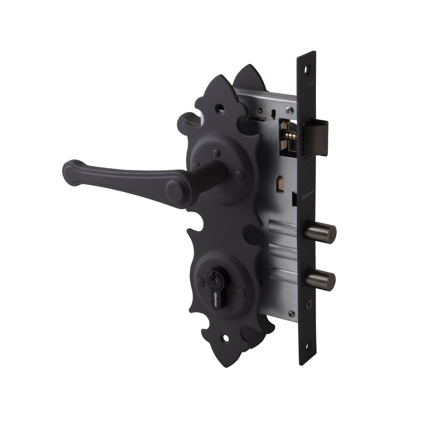 CERRADURA EMBUTIR CON PLACA OISTER TRANCURA MANILLA INTERIOR NEGRO - 1