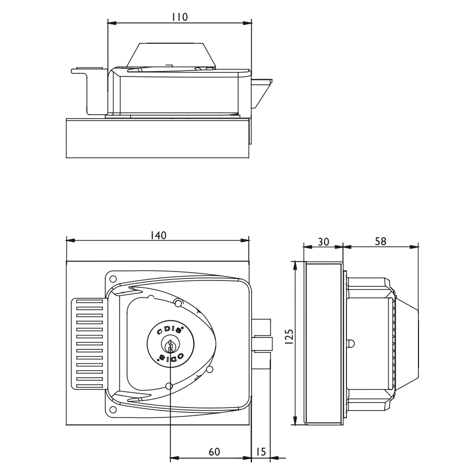 CERRADURA ODIS SOBREPONER ELÉCTRICA 783 CON CAJA METÁLICA - 2