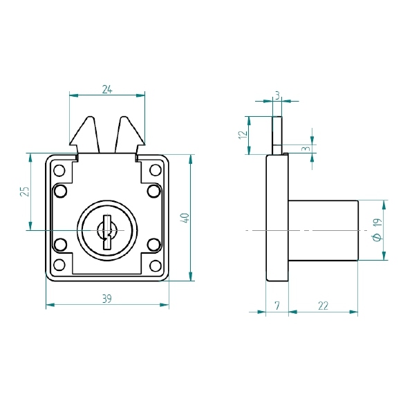 CERRADURA ODIS MUEBLES CORREDERA 2470-1922 PLATA - 4