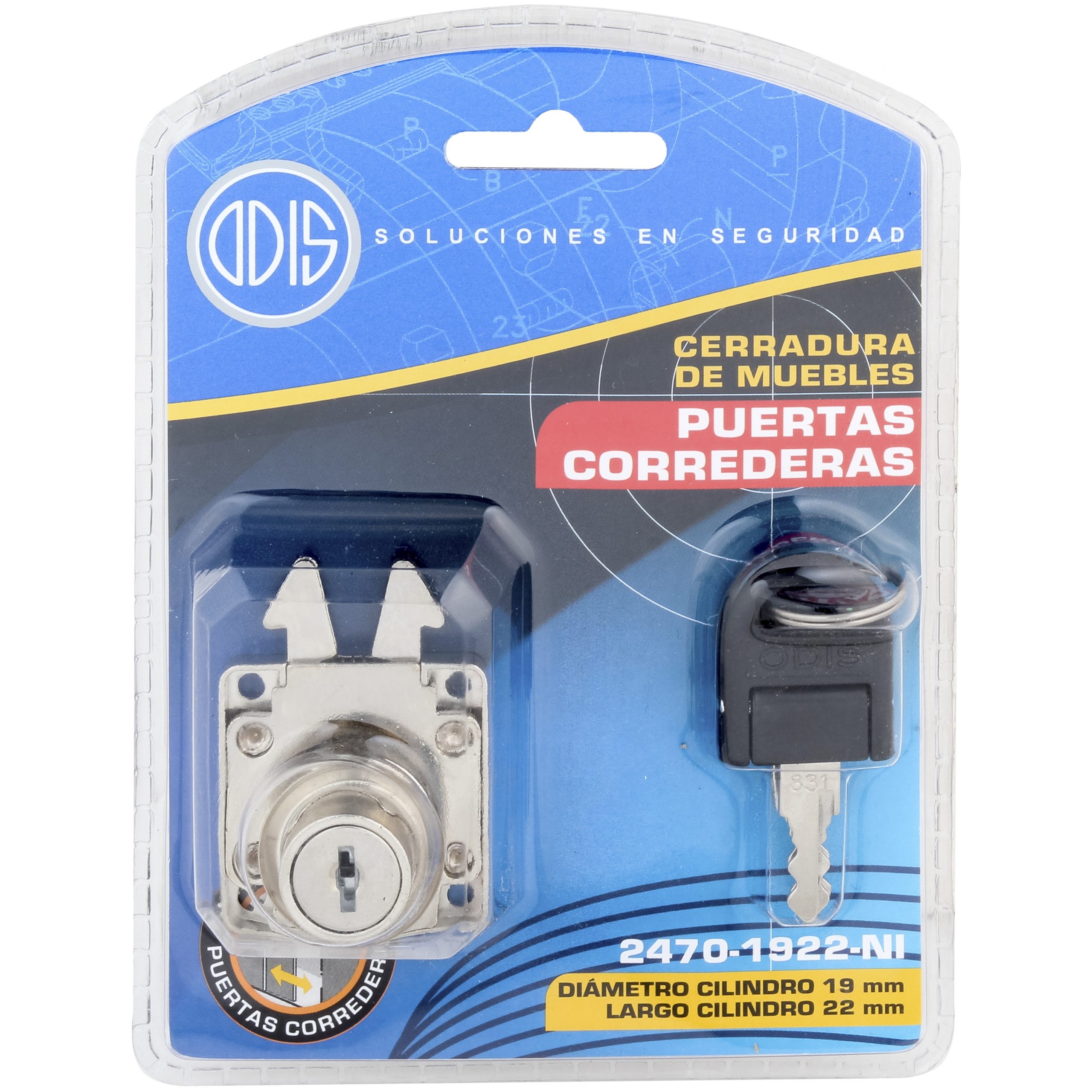 CERRADURA ODIS MUEBLES CORREDERA 2470-1922 PLATA - 8