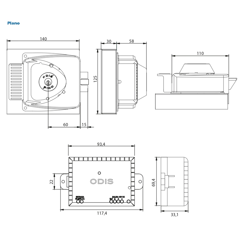 CERRADURA SOBREPONER ODIS 783 Y TRANSFORMADOR RECEPTOR Y 2 CR - 3