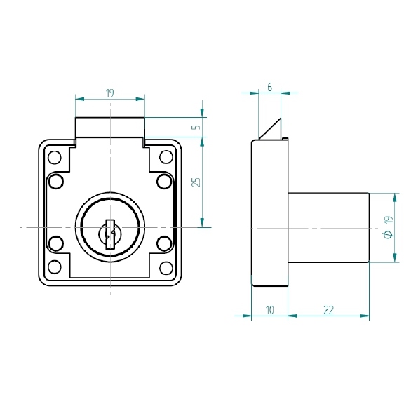 CERRADURA ODIS MUEBLES CAJONES 2239-1922 PLATA - 3