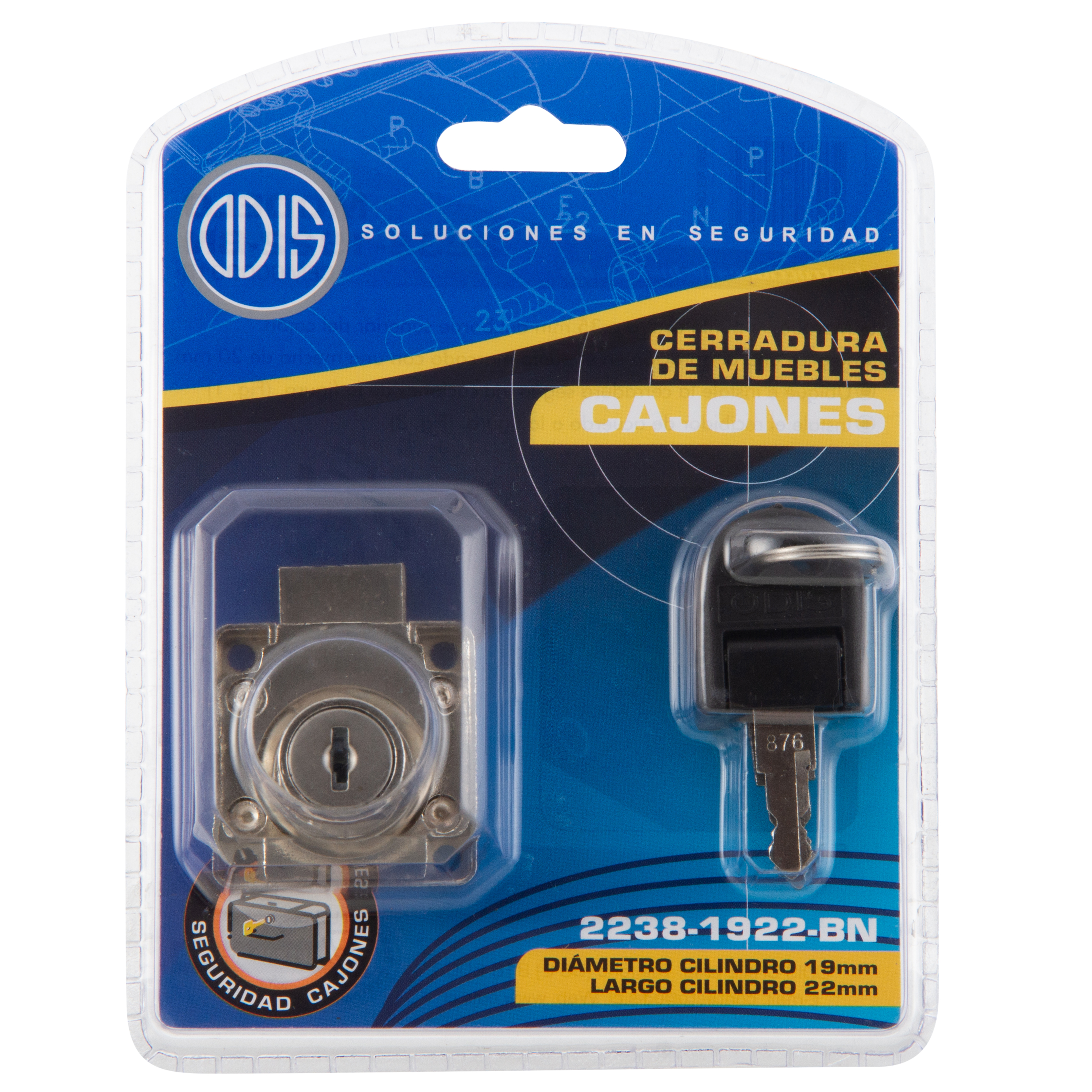 CERRADURA ODIS MUEBLES CAJONES 2238-1922 PLATA - 9