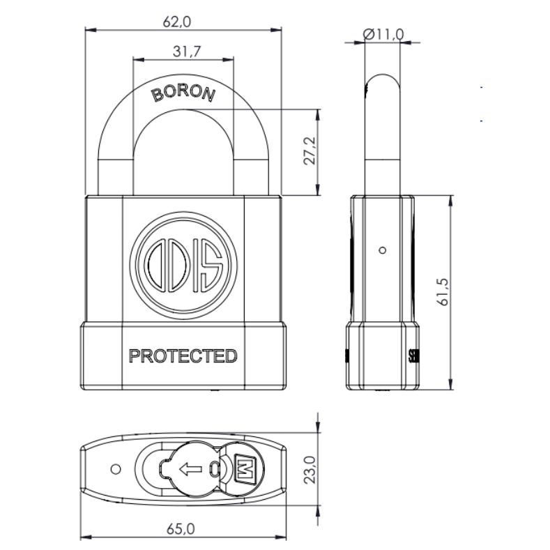 CANDADO ODIS M60 PROTECTED 63 MM NEGRO - 3