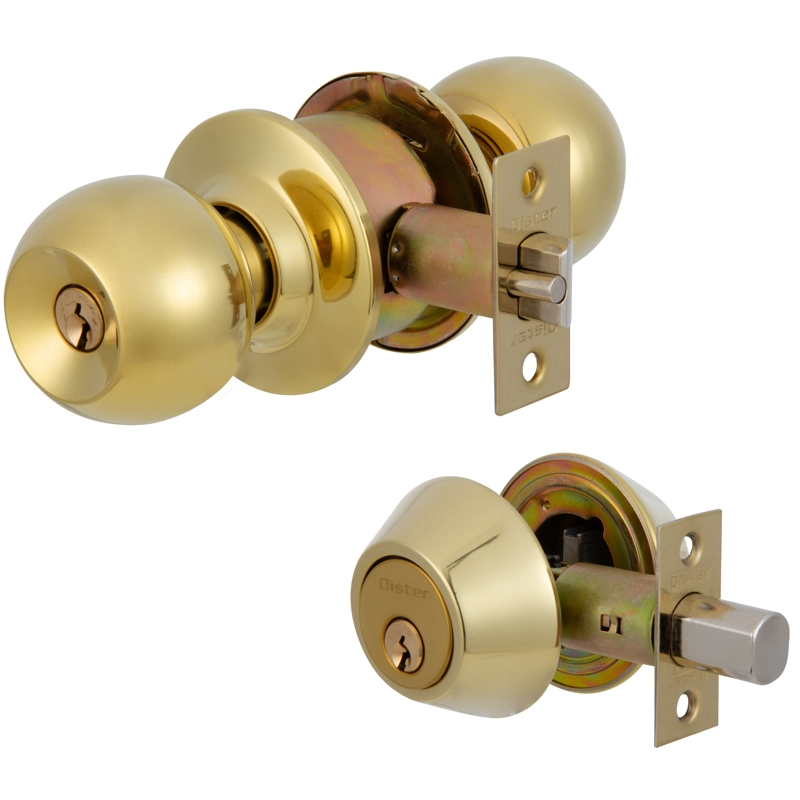 KIT OISTER CERRADURA CILÍNDRICA ACCESO + CERROJO TUBULAR LLAVE-LLAVE IGUALADO BRONCE - 1