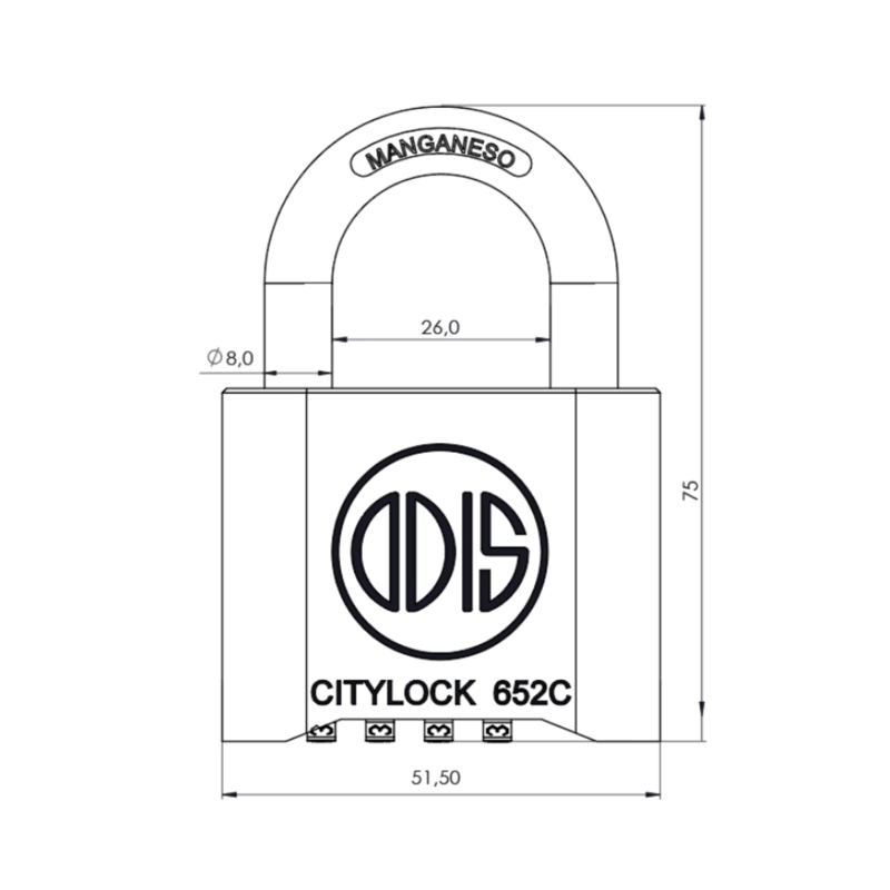 CANDADO ODIS CITYLOCK 652C 52 MM COMBINACIÓN NEGRO - 3