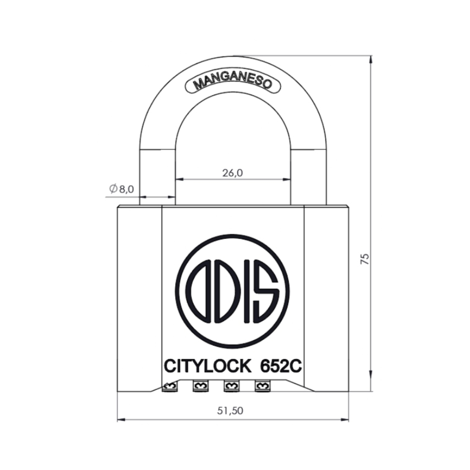 CANDADO ODIS CITYLOCK 652C 52 MM COMBINACIÓN NEGRO - 3