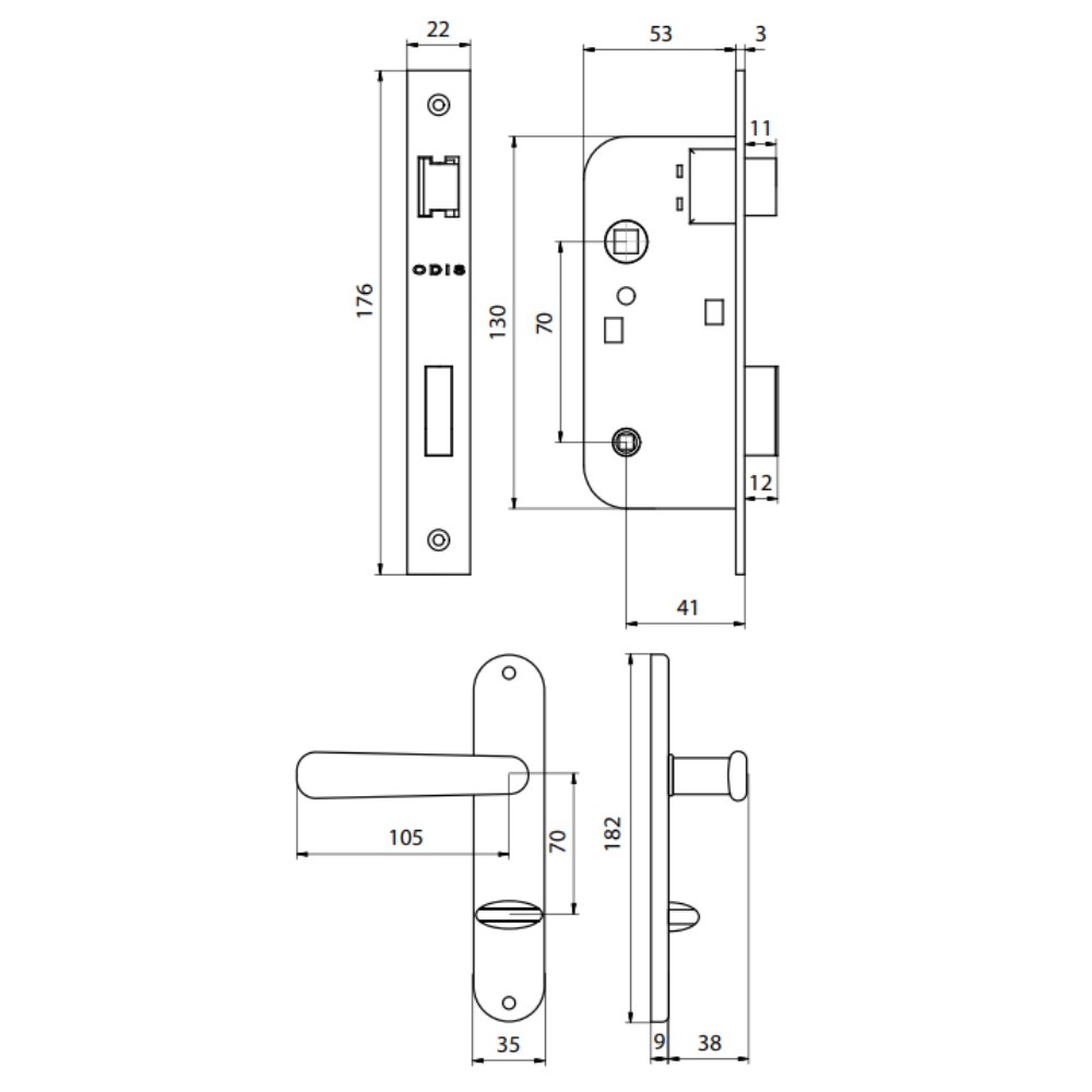 CERRADURA ODIS EMBUTIR SIMONA 7040 BAÑO - BRONCE - 5