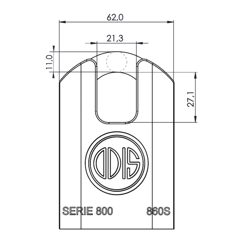 CANDADO ODIS 860S HOMBROS 60 MM ACERO - 3