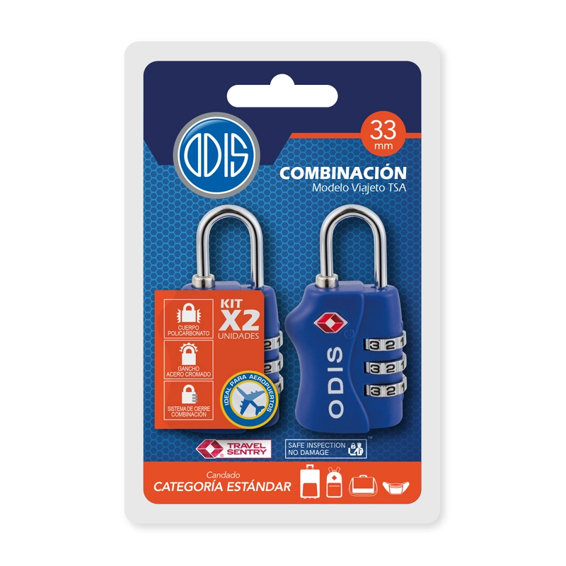 PACK VIAJERO: 2 CANDADOS ODIS TSA MALETA VIAJE - AZUL - 7