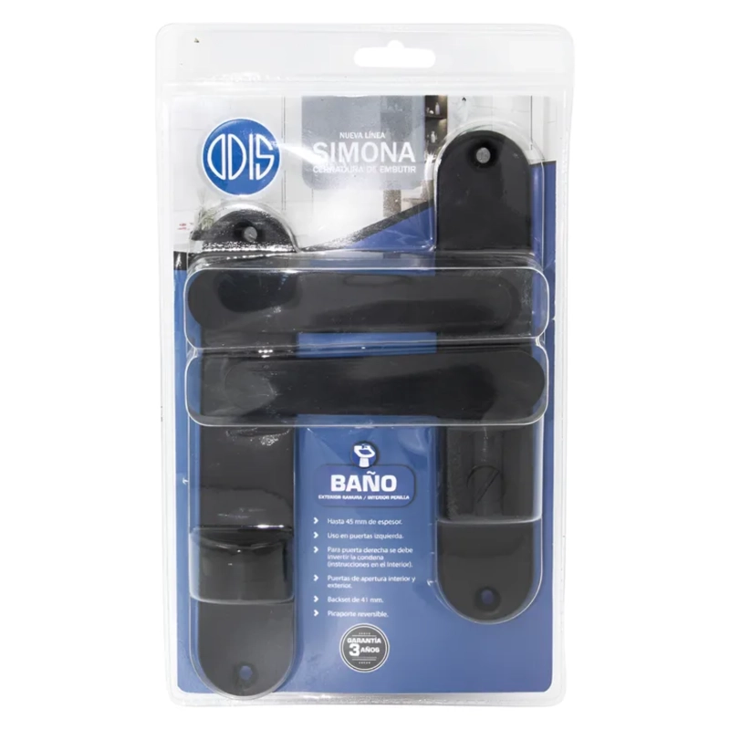 CERRADURA ODIS EMBUTIR SIMONA 7040 BAÑO - NEGRO - 7