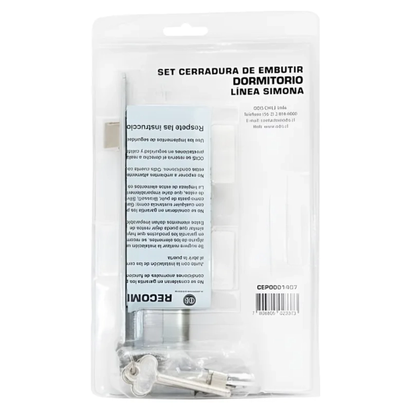 CERRADURA ODIS EMBUTIR SIMONA 7040 DORMITORIO - NEGRO - 5