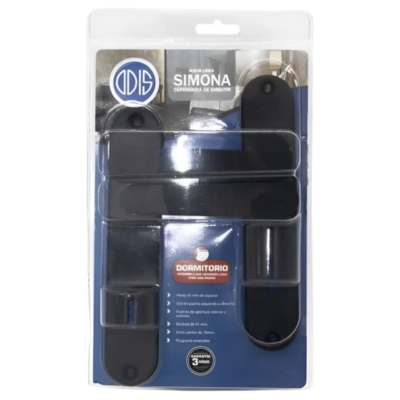 CERRADURA ODIS EMBUTIR SIMONA 7040 DORMITORIO - NEGRO - 6