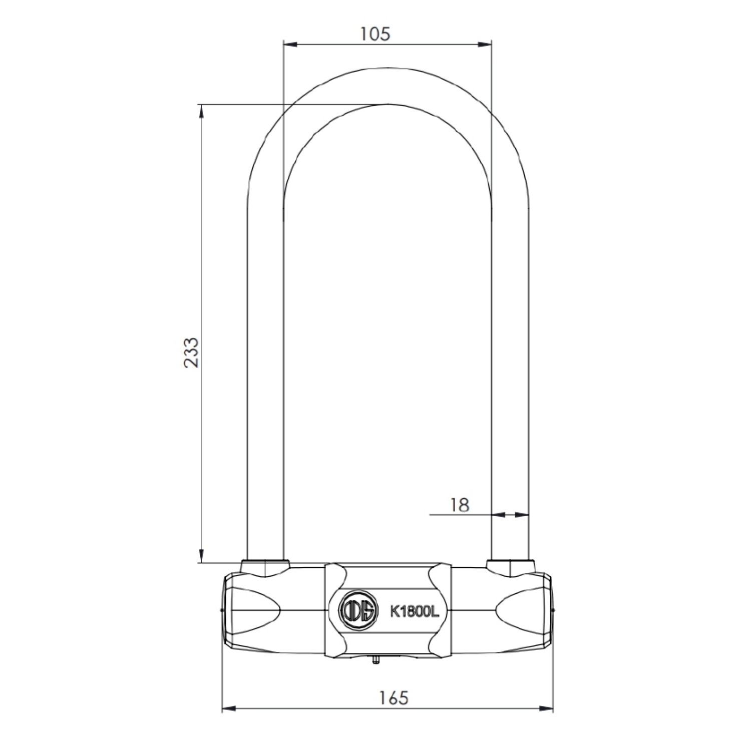 CANDADO ODIS BICICLETA U LOCK K1800 L 18233 MM LLAVE DISCO - 3