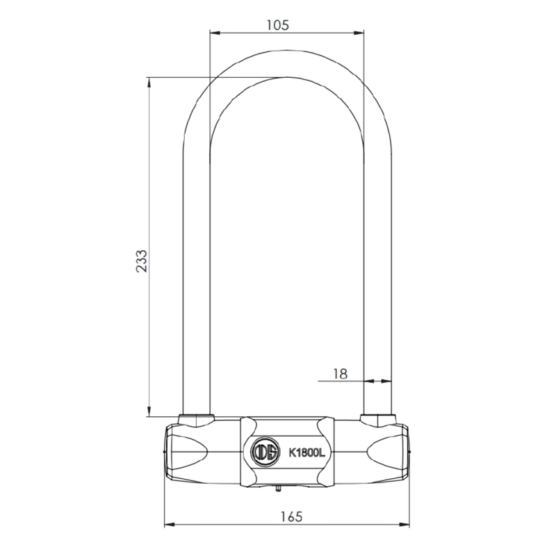 CANDADO ODIS BICICLETA U LOCK K1800 L 18233 MM LLAVE DISCO - 4