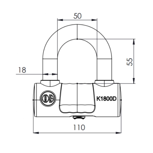 CANDADO ODIS BICICLETA U LOCK K1800D CON CADENA 10 MM X 1.1 M LLAVE DISCO - 4